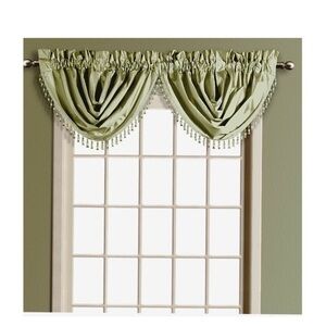2PC Sage Waterfall Fringe Valance- Curtain